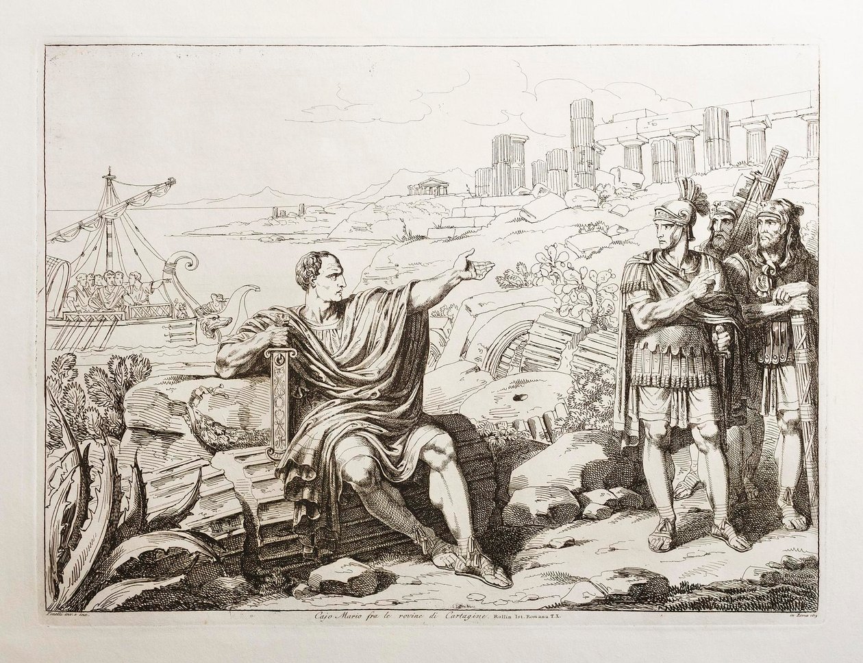 Gaius Marius tussen de ruïnes van Carthago door Bartolomeo Pinelli