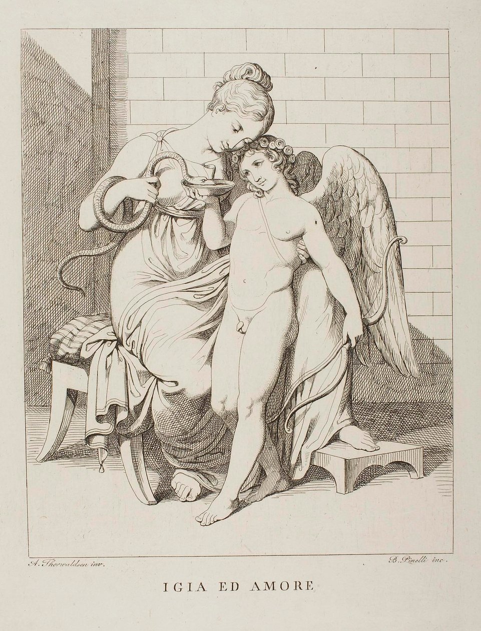 Hygieia en Cupido door Bartolomeo Pinelli
