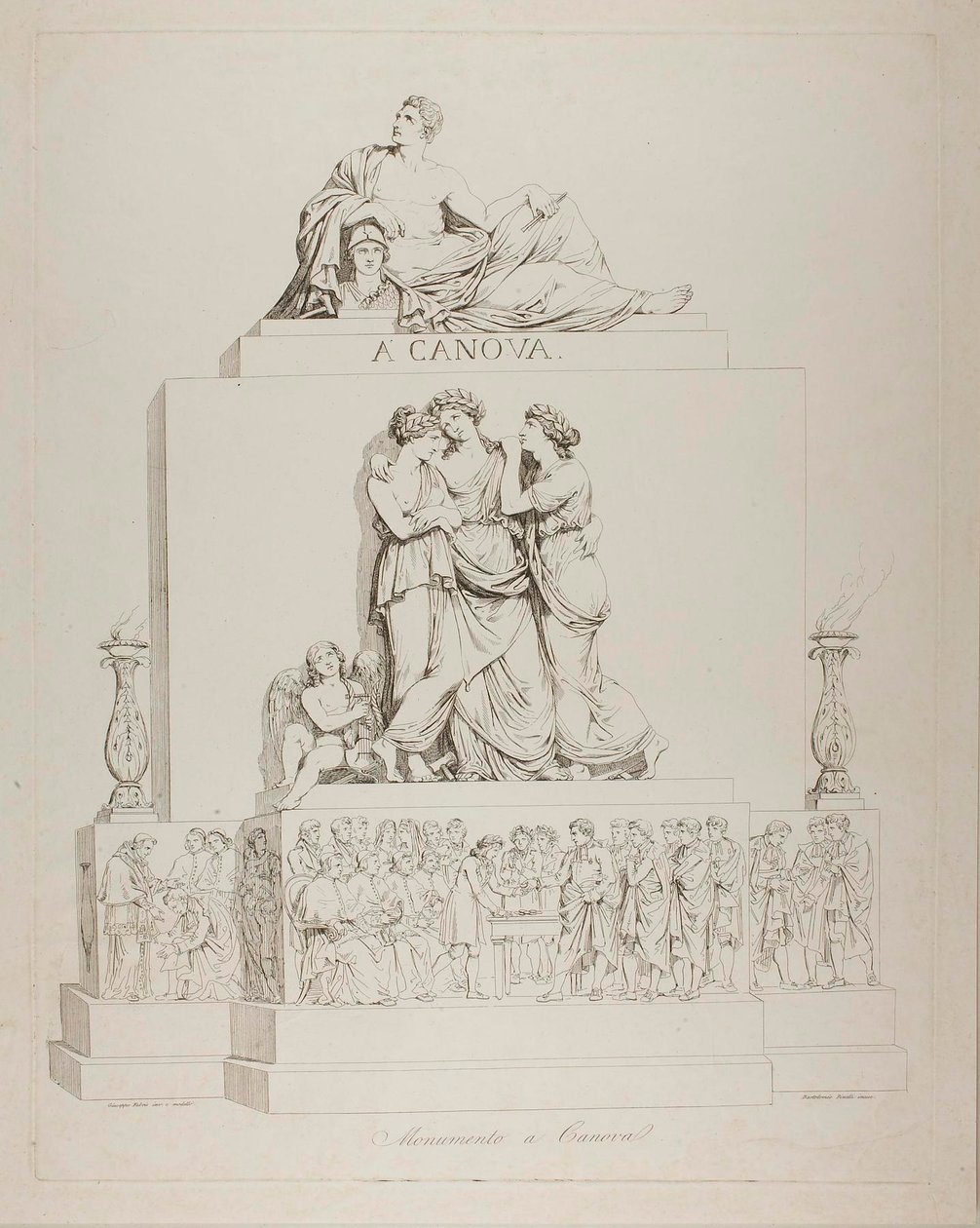 Monument voor Antonio Canova door Bartolomeo Pinelli