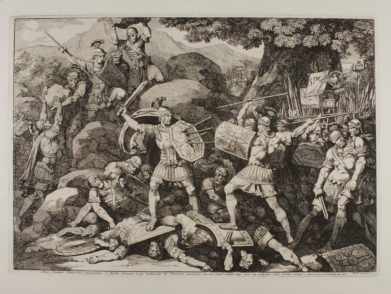 Siccio Dentatus, centurion (Lucius Siccius Dentatus tijdens de verschrikkelijke strijd) door Bartolomeo Pinelli