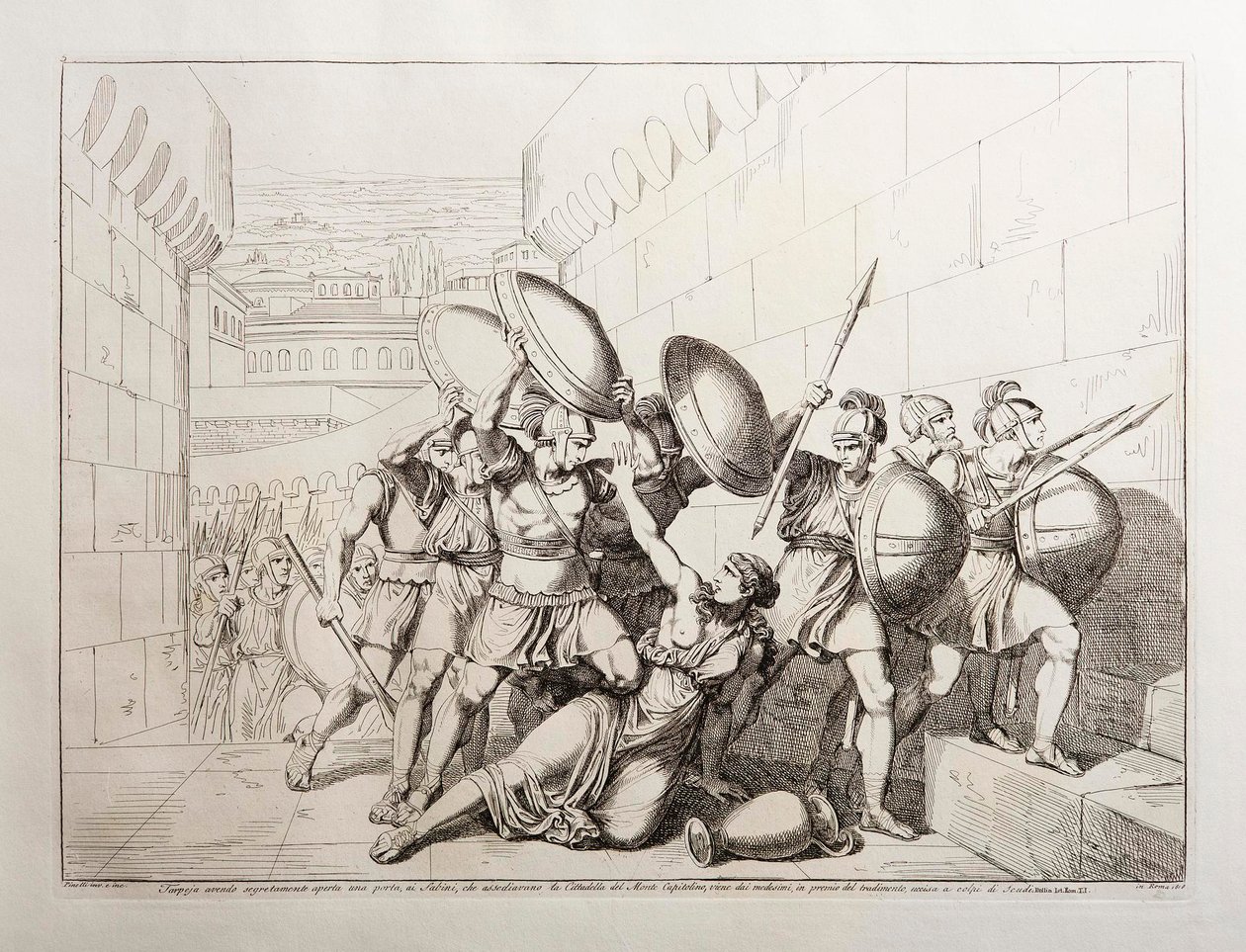 Tarpeia opent de stadspoorten door Bartolomeo Pinelli