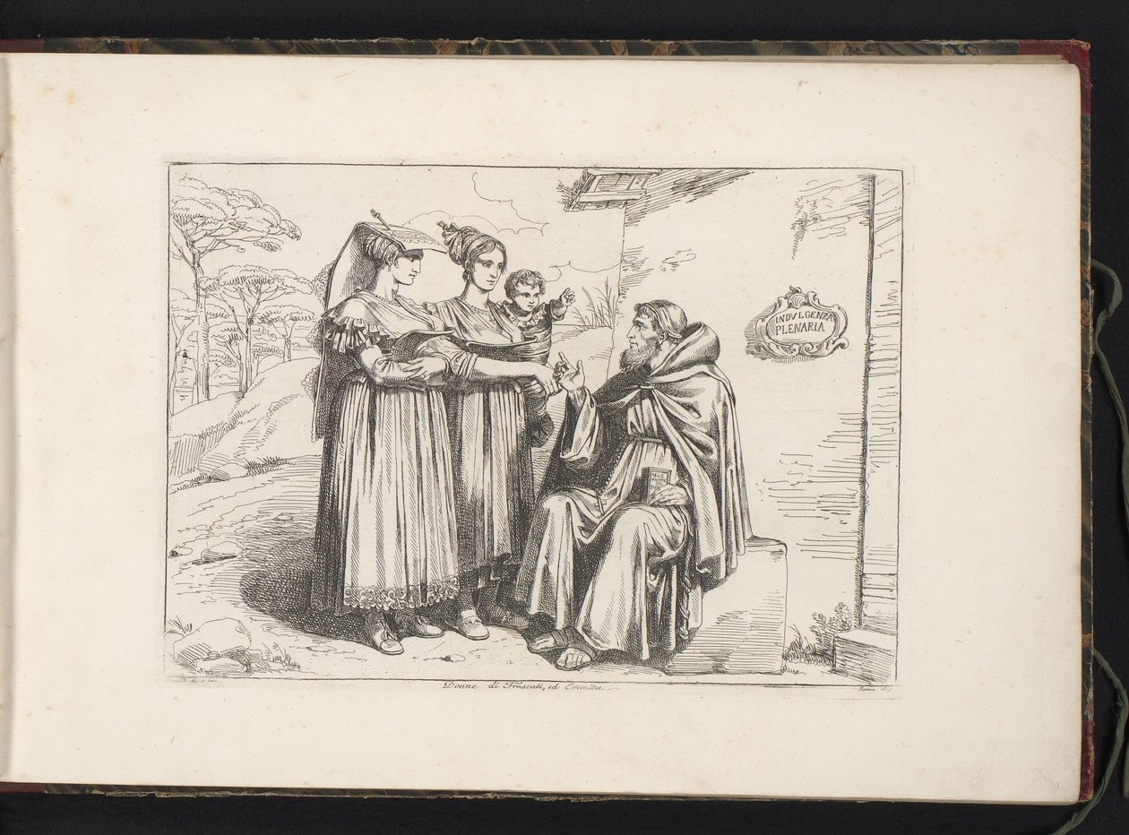 Twee vrouwen uit Frascati en een heremiet door Bartolomeo Pinelli