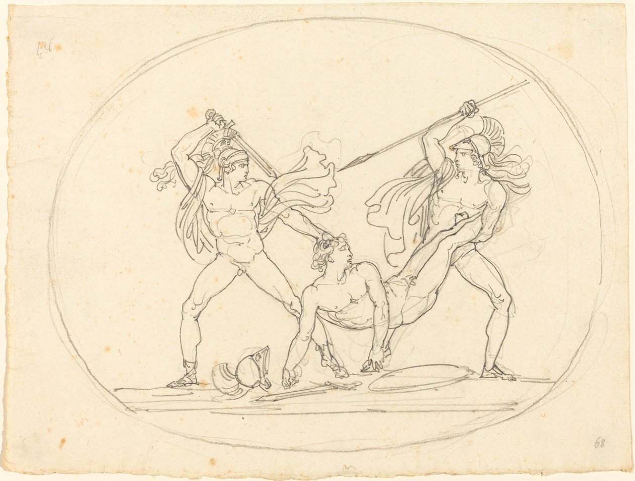 Twee oude krijgers vechten om een dode kameraad door Bartolomeo Pinelli