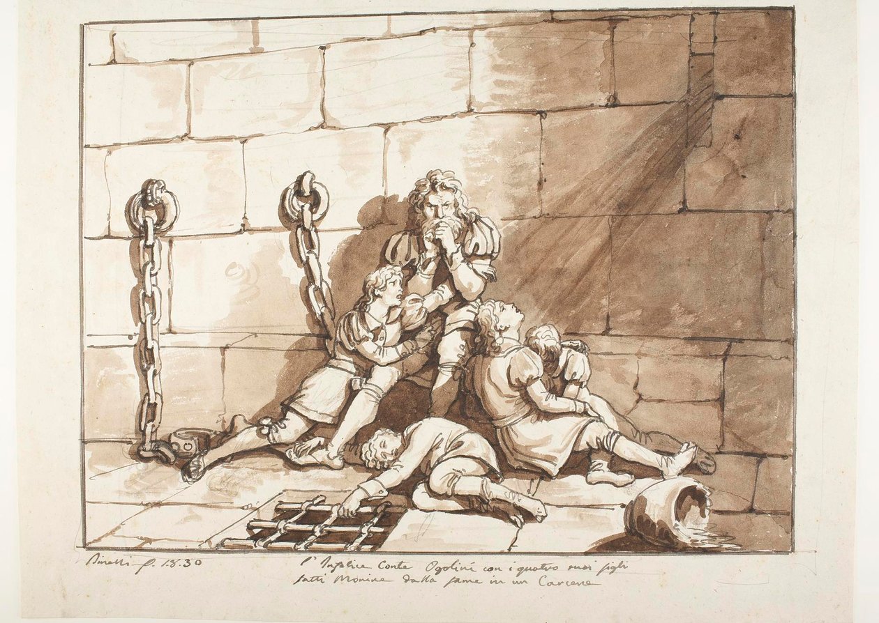 Ugolini della Gherardesca en zijn zonen in de Toren van de Hongersnood door Bartolomeo Pinelli