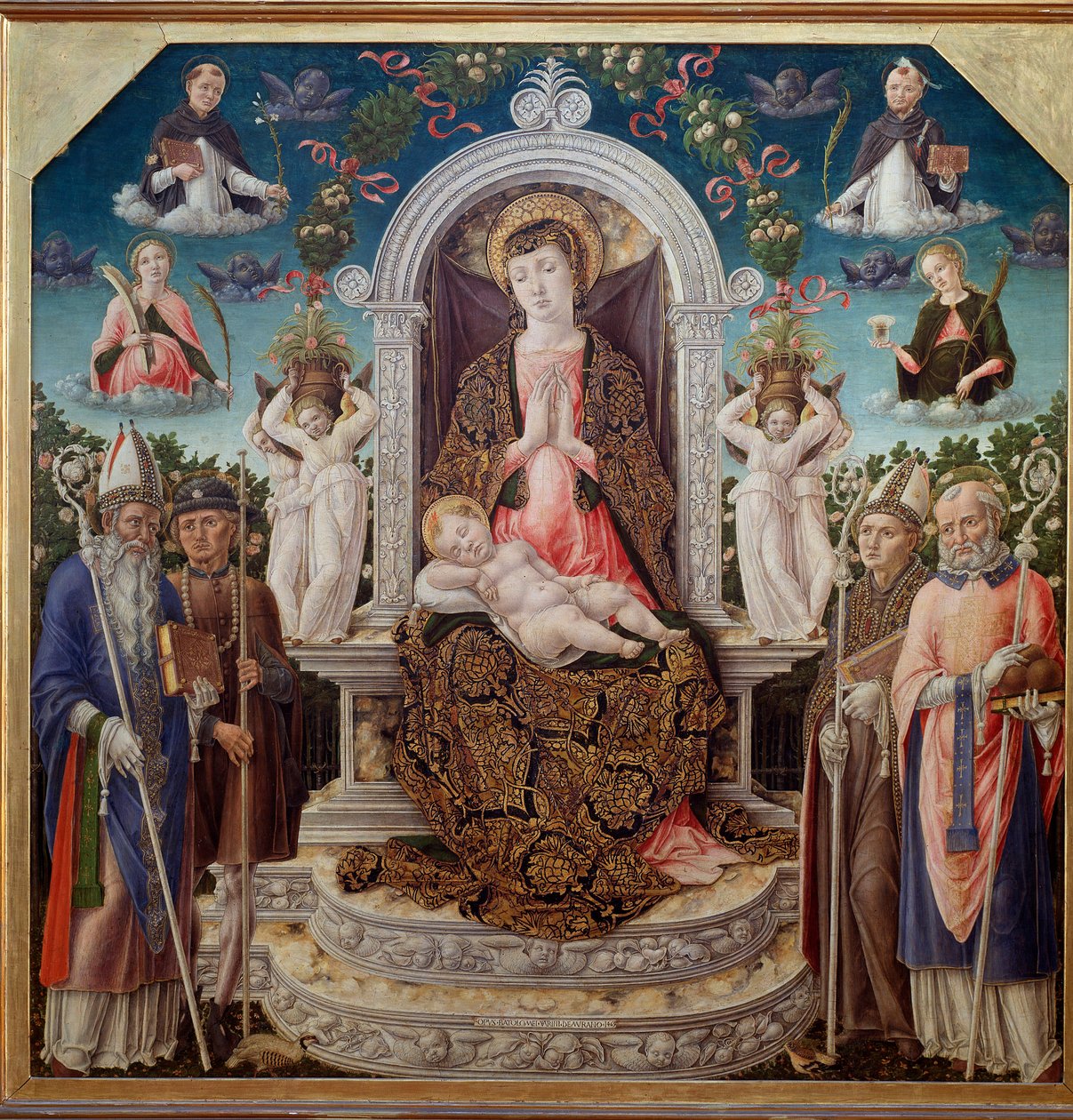 Maagd en Kind op de troon omringd door heiligen door Bartolomeo Vivarini
