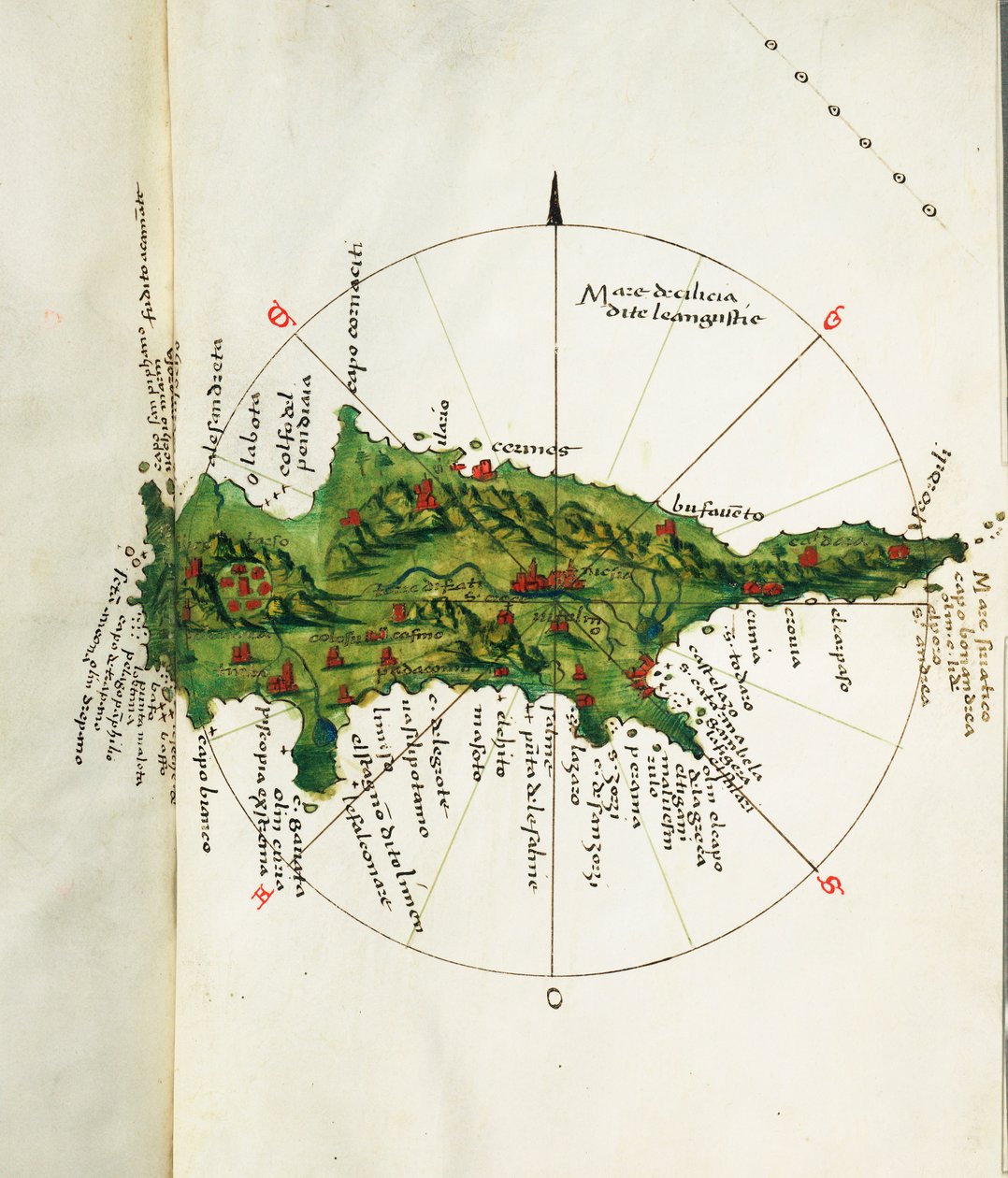 Kaart van Cyprus door Bartolomeo da li Sonetti