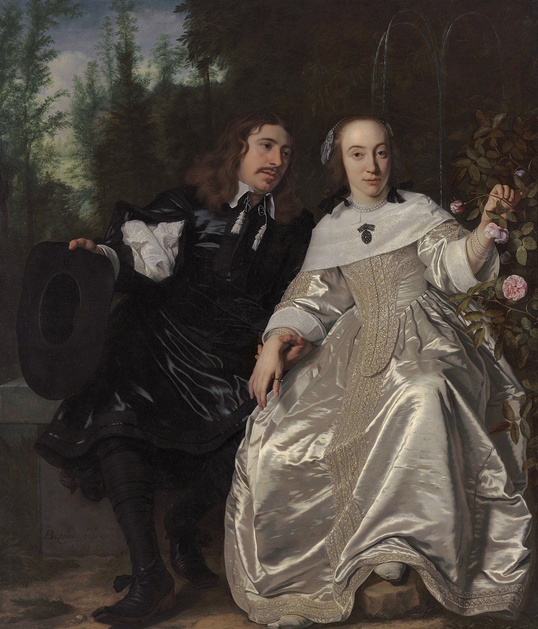 Abraham del Court en zijn vrouw Maria de Kaersgieter, 1654 door Bartolomeus van der Helst