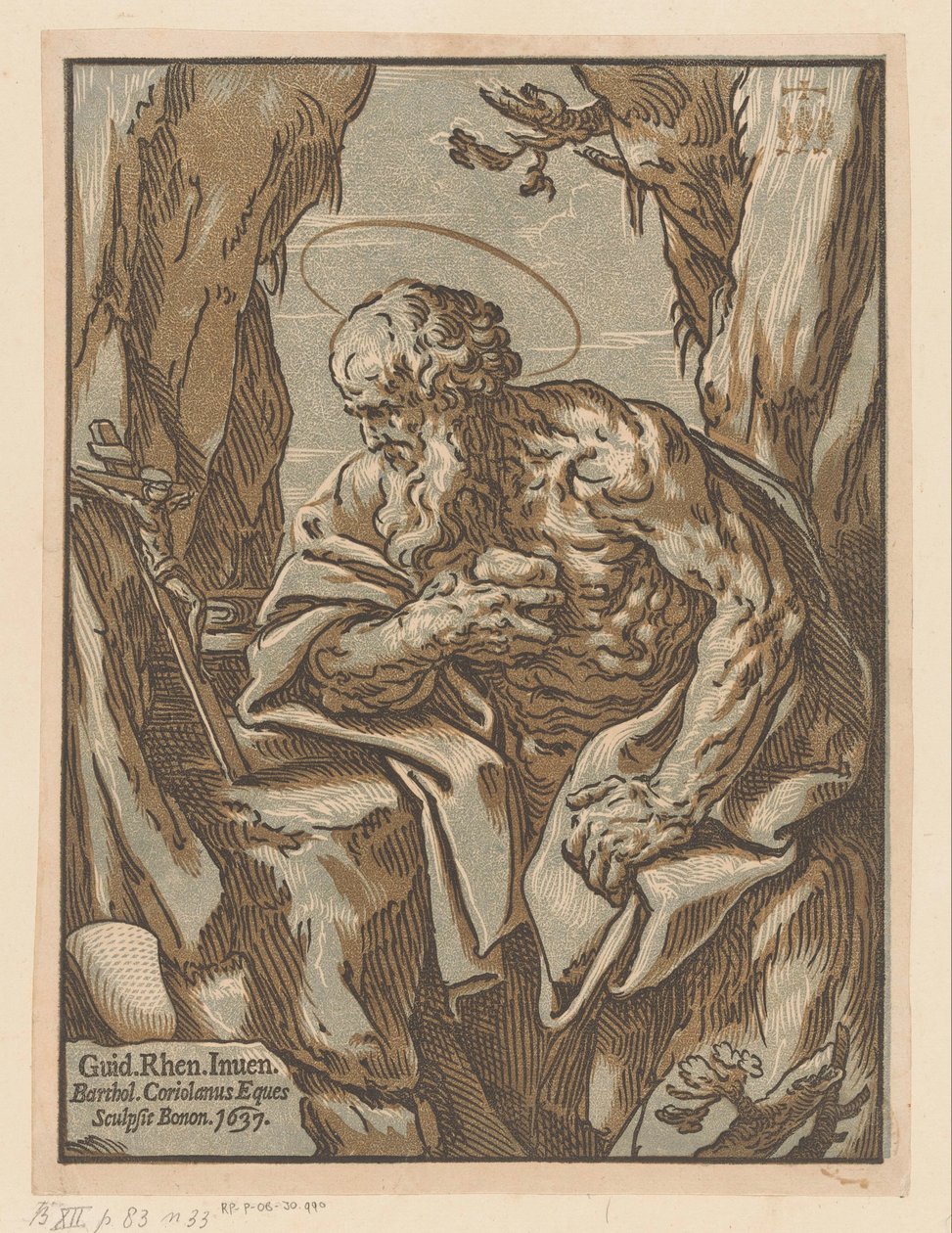 Heilige Hieronymus in de wildernis door Bartolommeo Coriolano