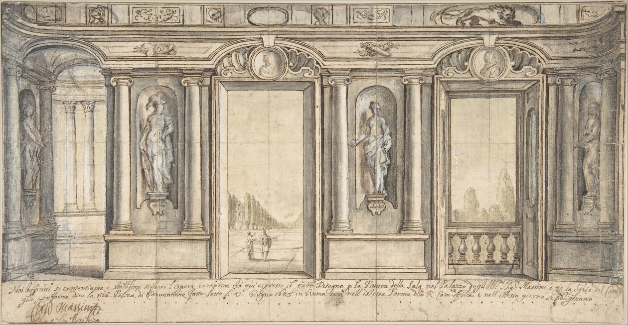 Ontwerp voor een Geschilderde Muurdecoratie voor Palazzo Massimo all