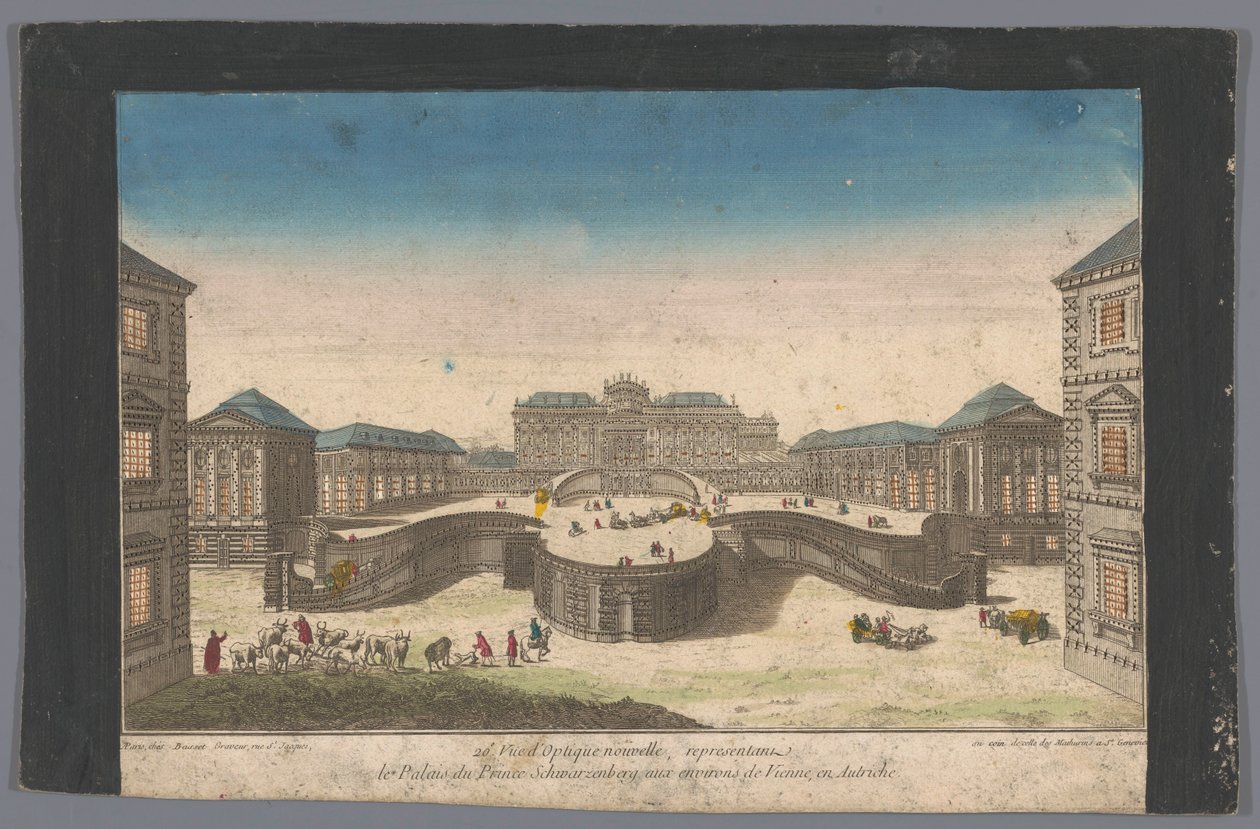 Gezicht op het Palais Schwarzenberg in de omgeving van de stad Wenen door Basset