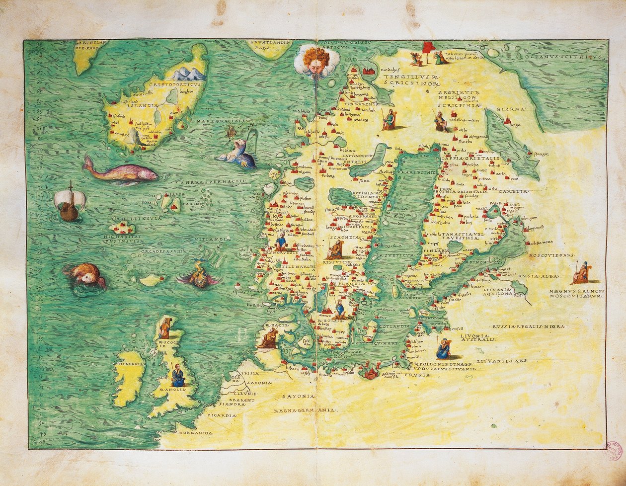Noord-Europa, uit Atlas van de Wereld in drieëndertig Kaarten, door Battista Agnese door Battista Agnese