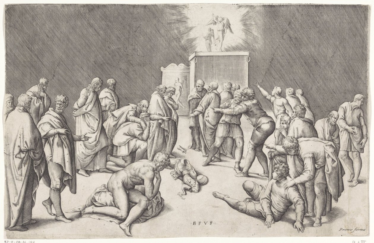 Ark des Verbonds in de tempel van Dagon door Battista Franco