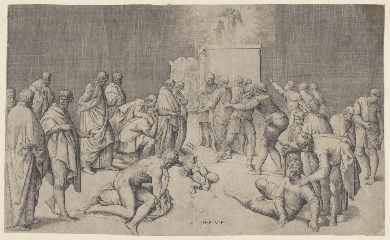 Ark des Verbonds in de tempel van Dagon door Battista Franco
