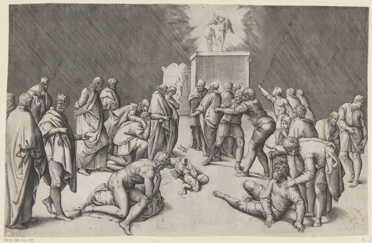 Ark van het Verbond in de tempel van Dagon door Battista Franco