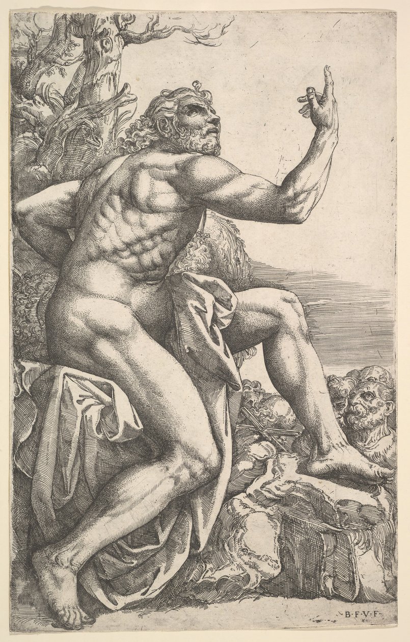 Johannes de Doper Predikend in de Wildernis door Battista Franco Veneziano