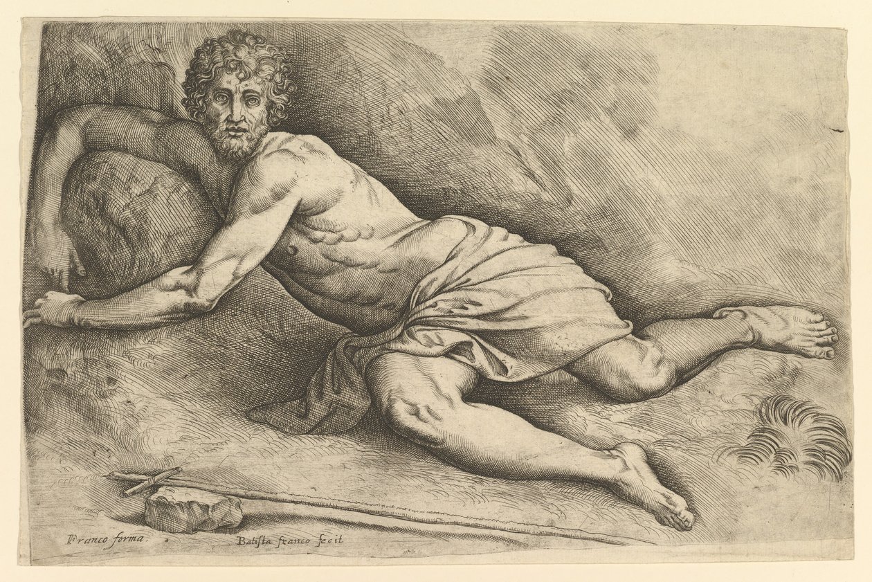 Sint Johannes de Doper in de wildernis, ca. 1552-54 door Battista Franco Veneziano