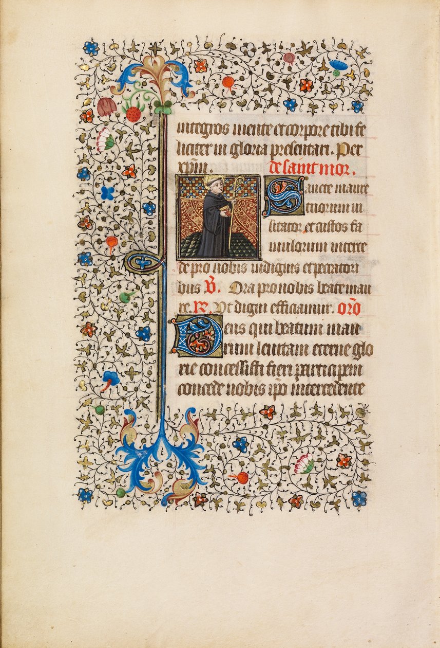 Abt Maurus met een staf en een boek, ca. 1440-50 door Bedford Master Workshop