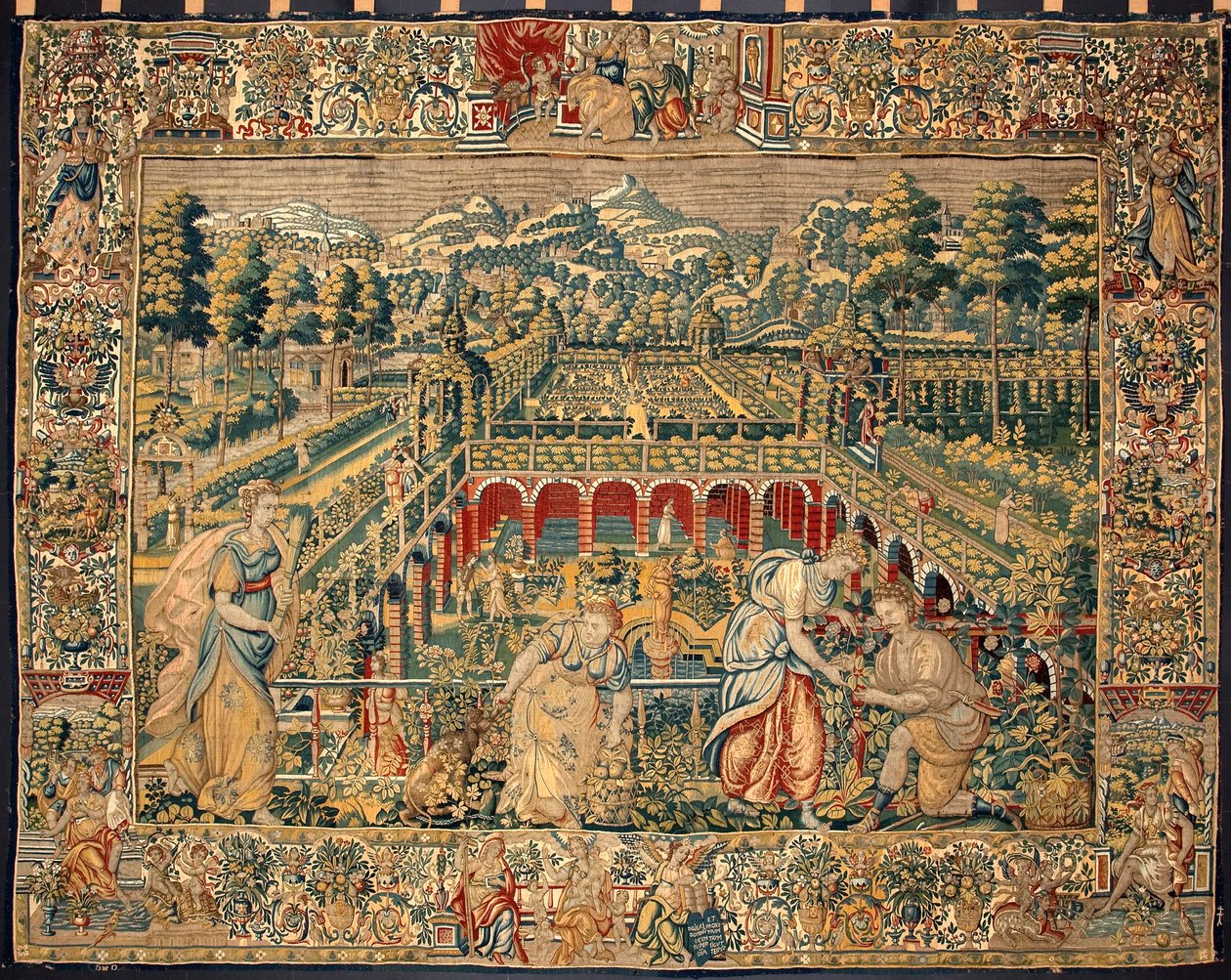 Scène van fruitoogst. Wandtapijt van de manufacturen van Brussel. 16e eeuw Genua, Musei di Strada Nuova door Belgian School
