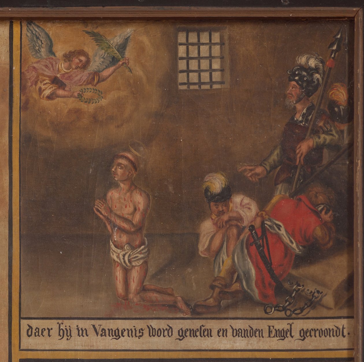 Maarke. Kapel (Sint-Vincentiuskapel). interieur. Schilderij. De martelaar van Sint Vincentius. 19e eeuw. (detail) door Belgian School
