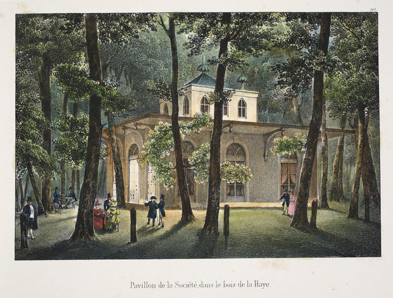 Paviljoen van de Sociëteit, in het bos van Den Haag, ca. 1895 door Belgian School