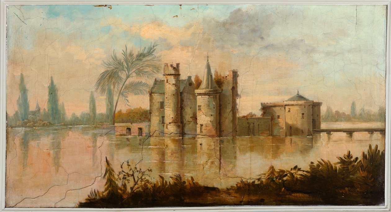 Tweede achterkamer, vergaderzaal, muurschilderingen met landelijke scènes in klassieke stijl, waarschijnlijk rond 1810, scène 4 door Belgian School