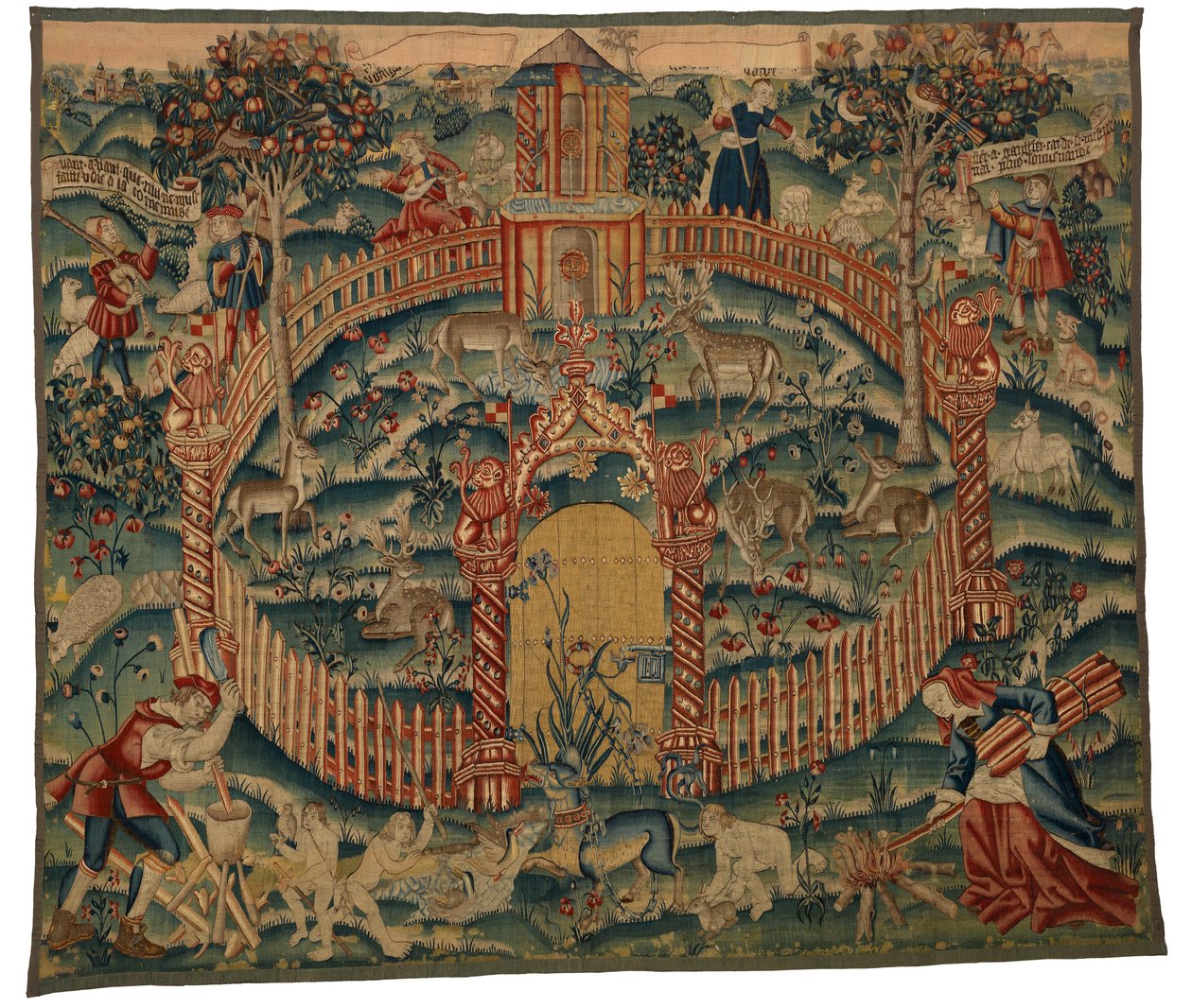 Wandtapijt, Park au Cerfs, gemaakt in Doornik, België, ca.1500 door Belgian School