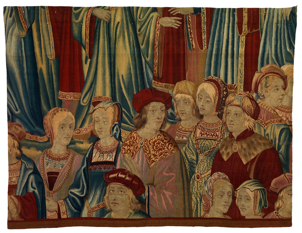 Tapijtfragment, Comtiers, gemaakt in Brussel, België, ca. 1520 (wol & zijde) door Belgian School