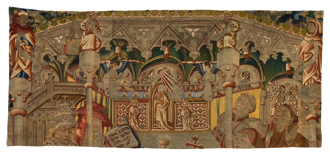 Tapijtfragment, een Wonder van het Heilig Sacrament, gemaakt in Doornik, België door Belgian School