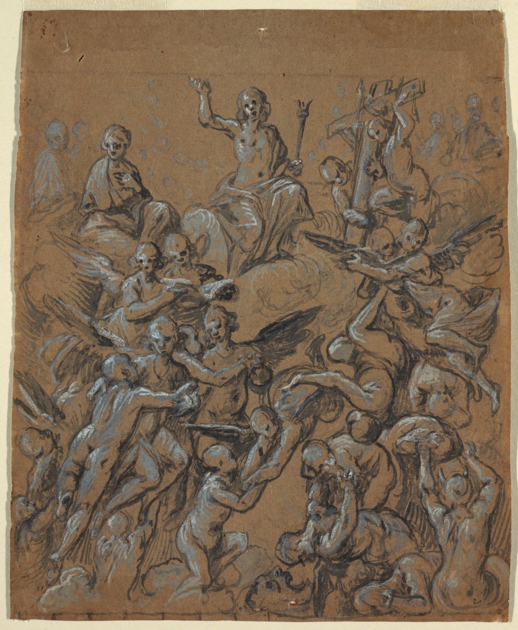 Tekening, Christus in Glorie met Engelen, ca. 1630 door Belisario Corenzio