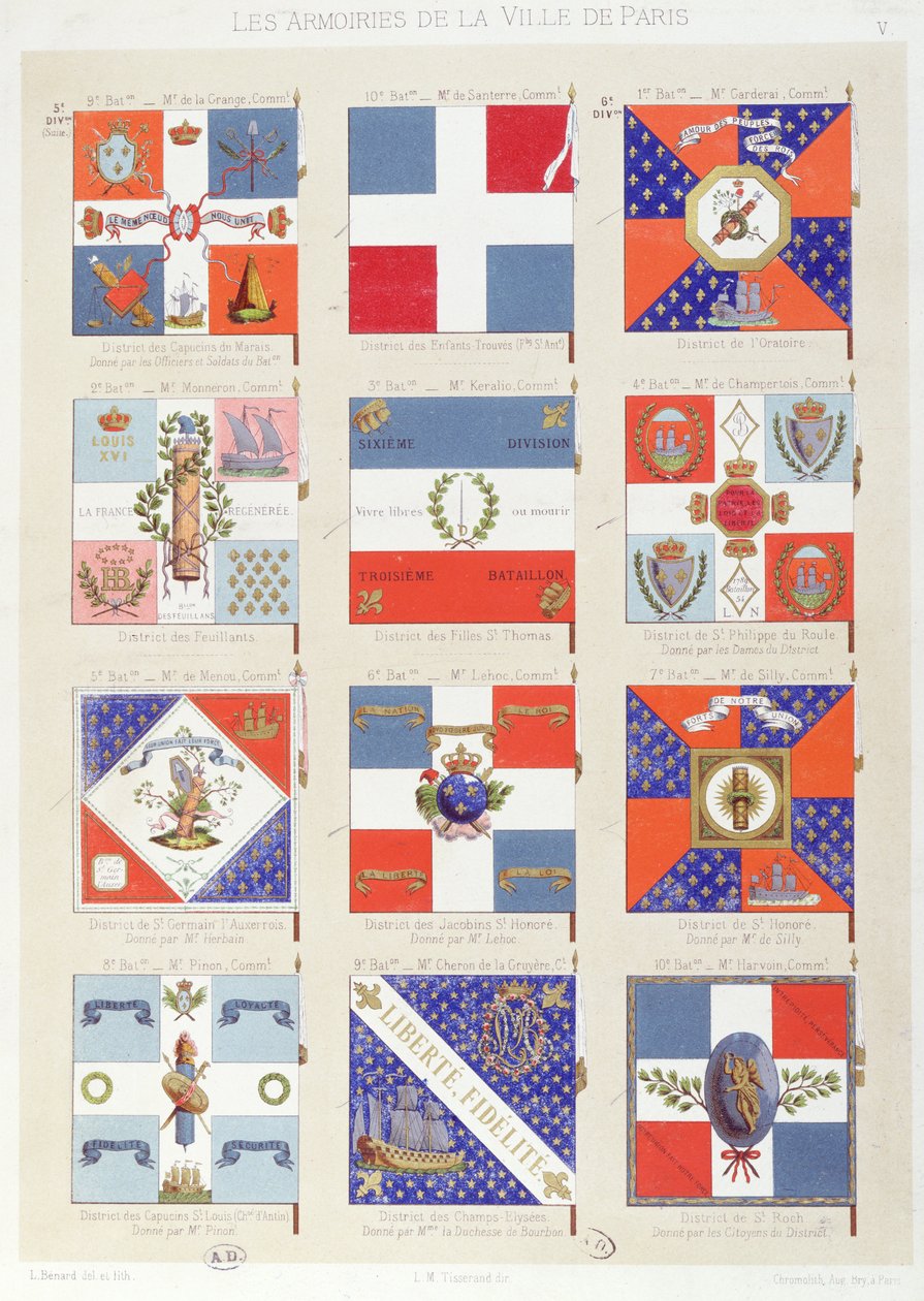 Vlaggen van de verschillende Districten van Parijs door Robert Benard