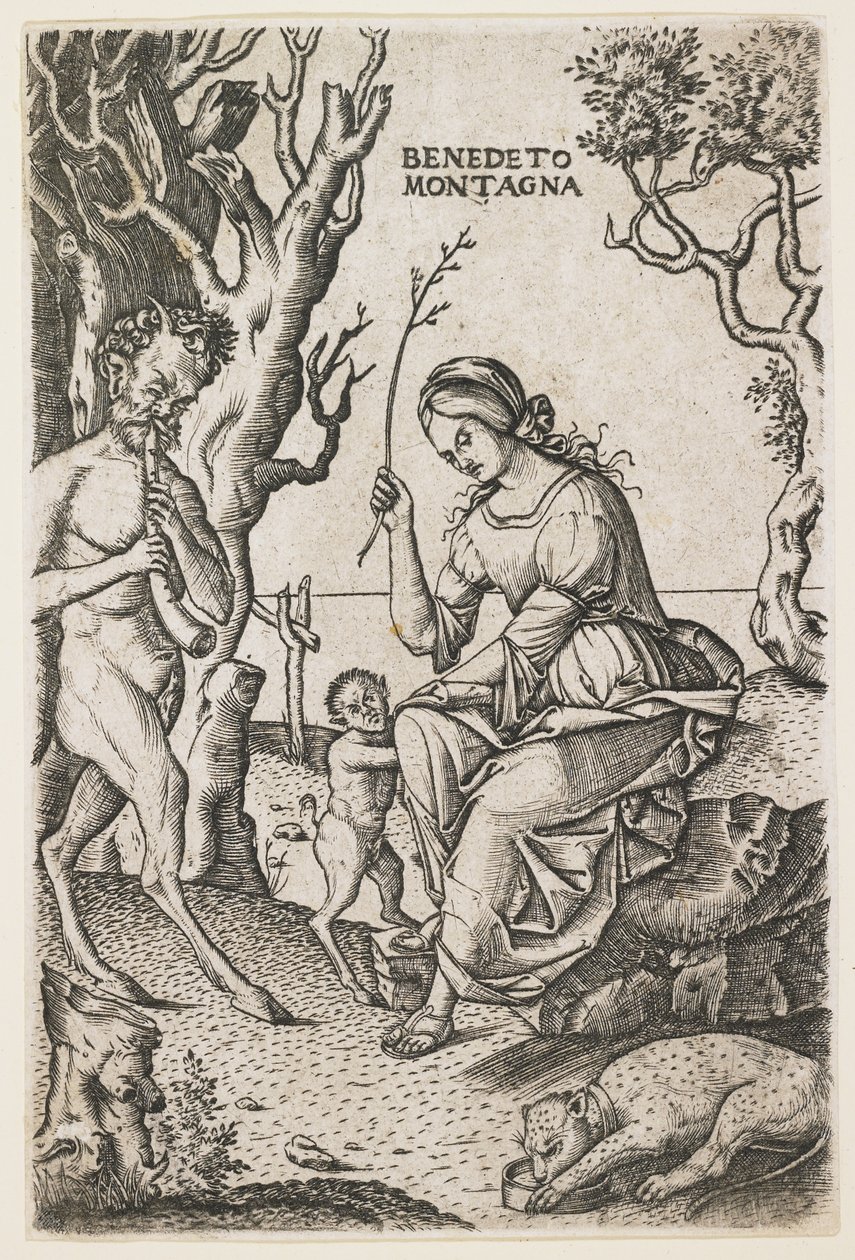 Satyr Familie, ca. 1520 door Benedetto Montagna