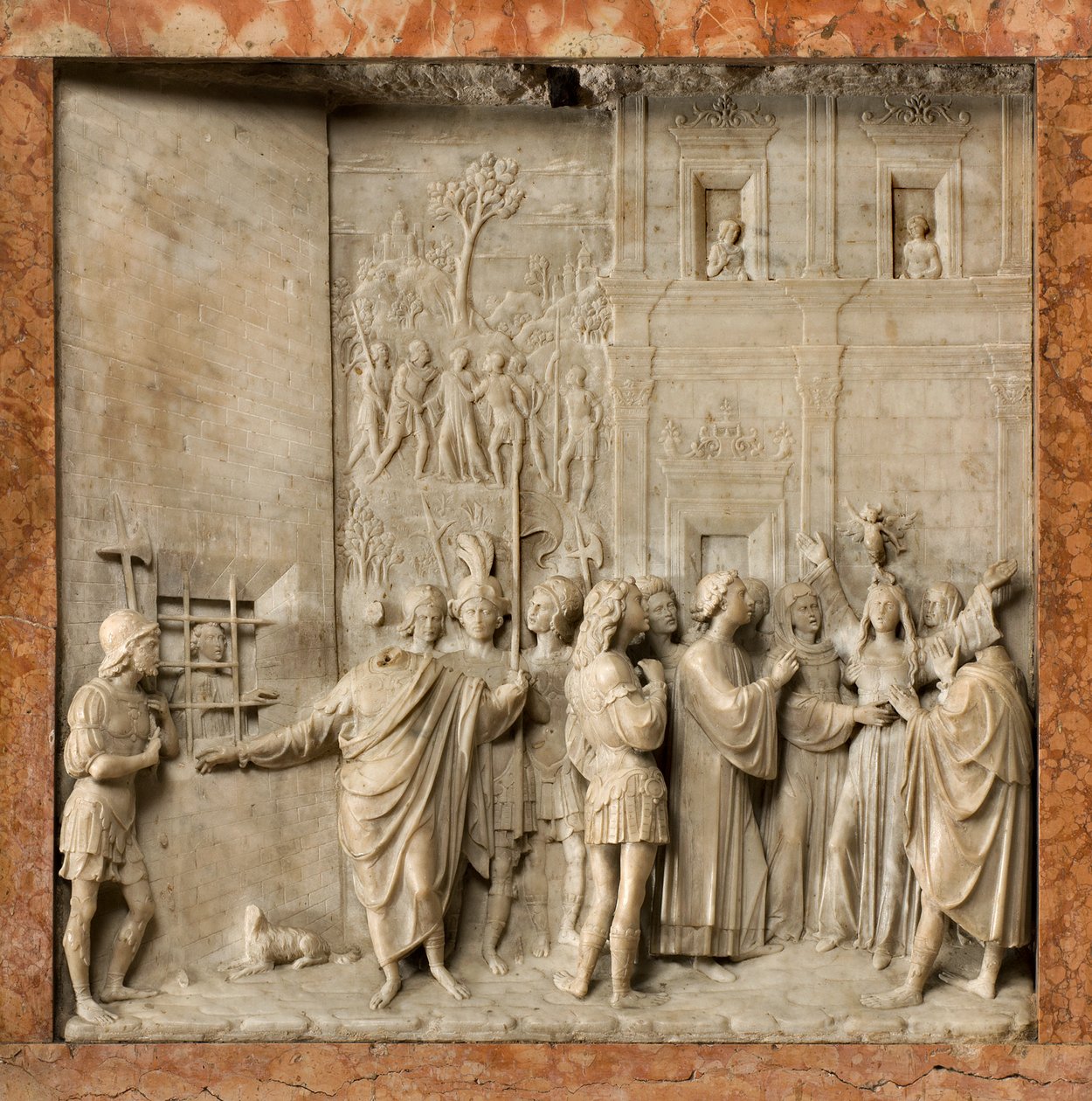 Crypte, Ark van de Heiligen Marcellinus en Petrus Exorcist, Benedict Briosco 1506-08, Sint-Pieter bevrijdt Pauline van de Demon door Benedetto Briosco