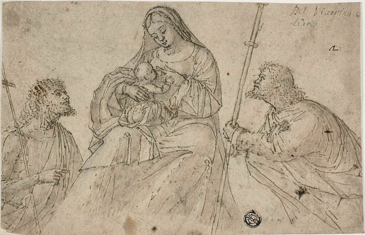Maagd en kind met de heiligen Johannes de Doper en Roch door Benedetto Carpaccio