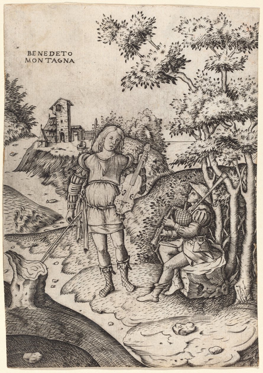 Apollo en Marsyas door Benedetto Montagna