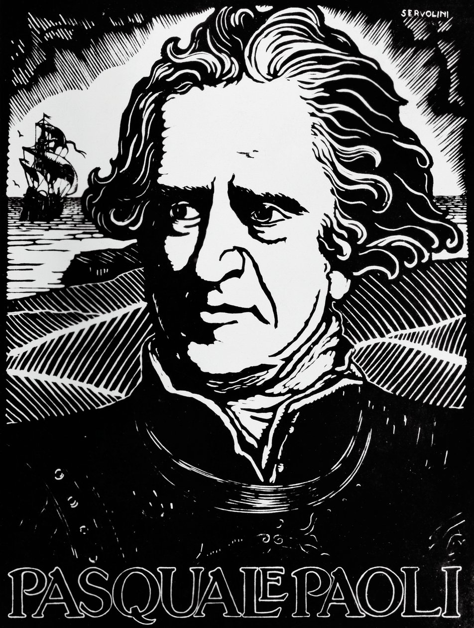 Portret van Pasquale Paoli, Corsicaanse staatsman, generaal en patriot door Benedetto Servolini