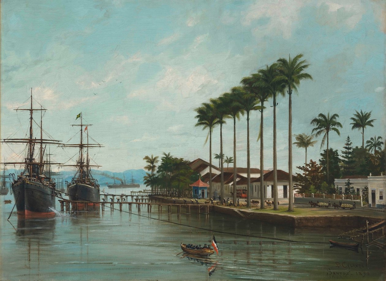 Benedito Calixto - Haven van Santos, SP (rechts te zien), 1890 door Benedito Calixto