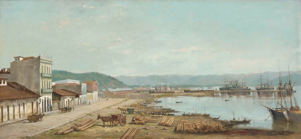 Benedito Calixto - Haven van het consulaat in Santos, SP, 1887 door Benedito Calixto