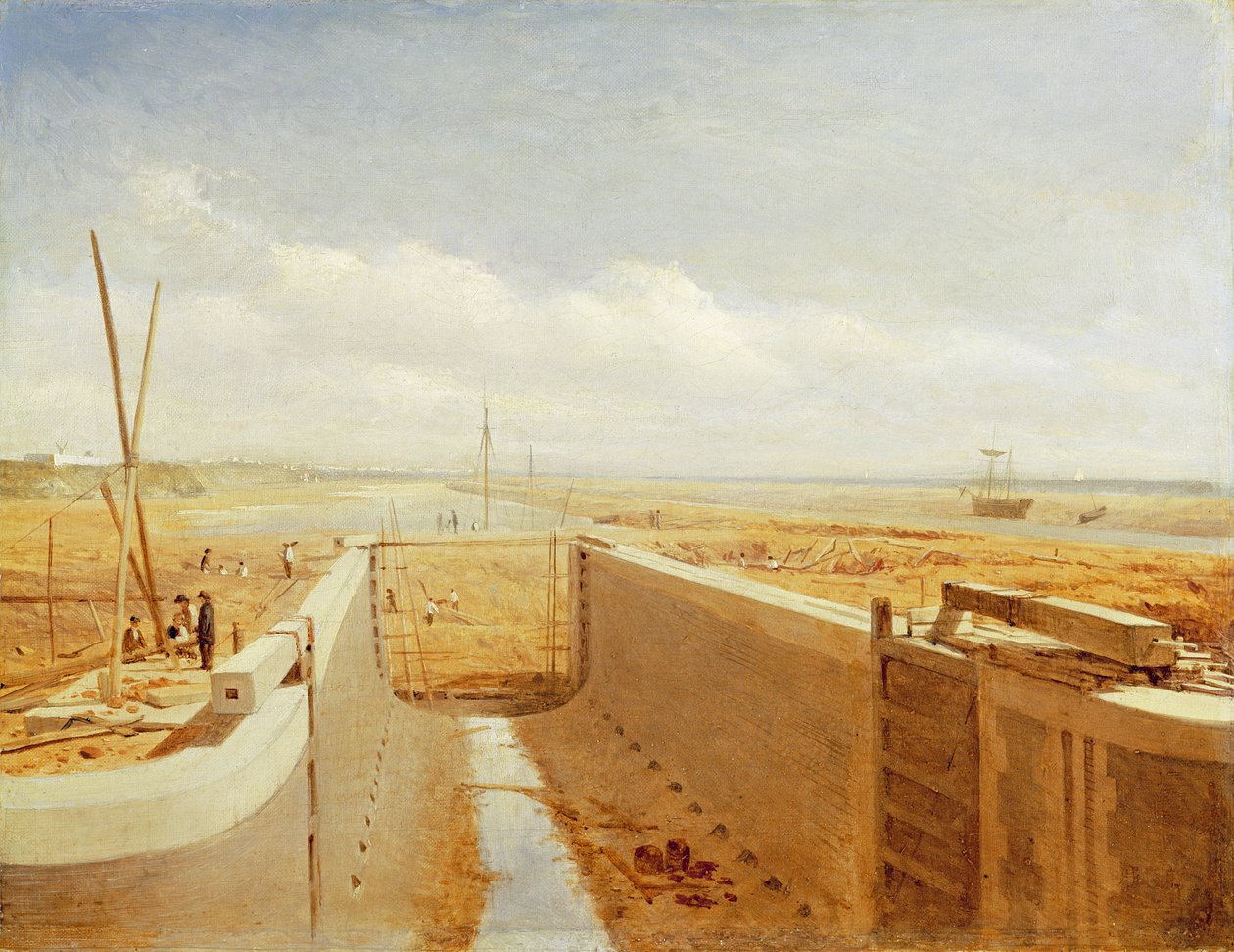Kanaal in aanbouw, mogelijk het Bude-kanaal, c.1840 door Benjamin Williams Leader
