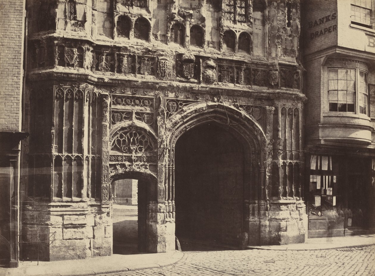 Christchurch Gateway, Canterbury,1854, gedrukt 1857 (foto) door Benjamin Brecknell Turner