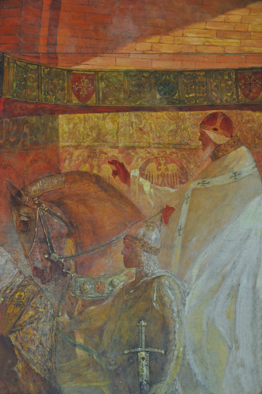 De ingang van paus Urbanus II in Toulouse, ca.1900 (fresco) door Benjamin Constant
