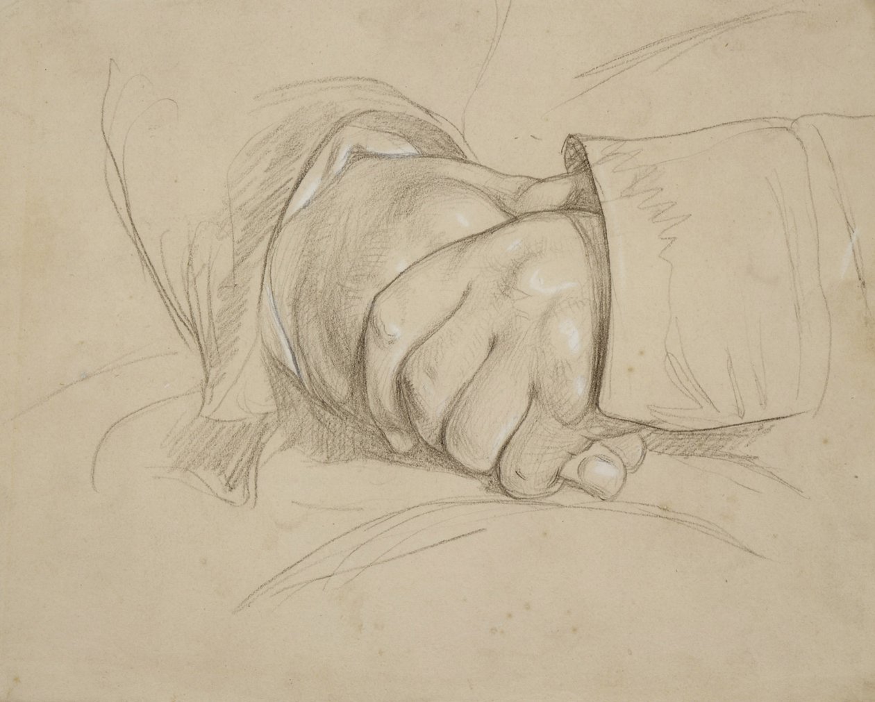 Gevouwen handen, naar verluidt die van de dichter William Wordsworth door Benjamin Haydon