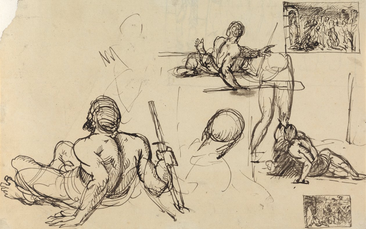 Figuurstudies van een man die opstaat van de grond door Benjamin Robert Haydon