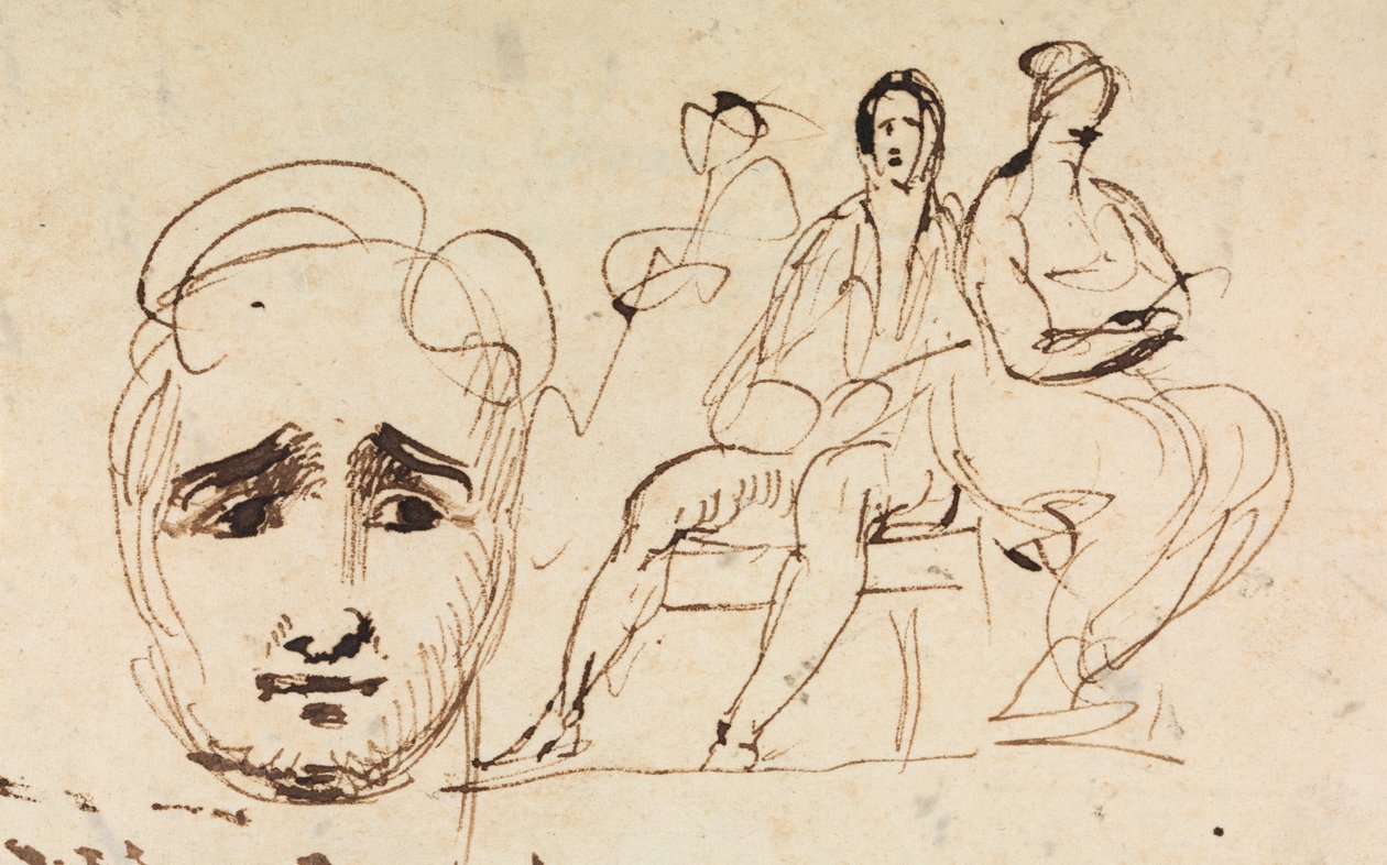 Portretschets en Zittende Figuren door Benjamin Robert Haydon