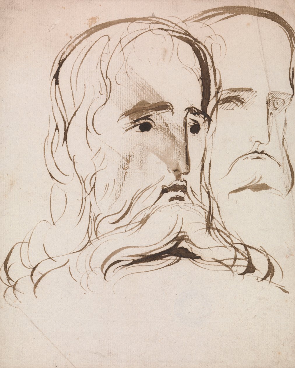 Studie voor het hoofd van Christus en een apostel door Benjamin Robert Haydon