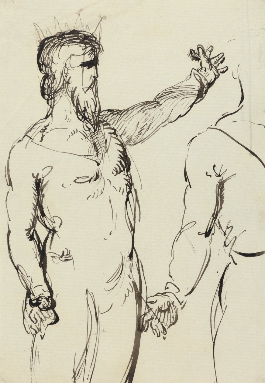 Studie van een man met uitgestrekte arm door Benjamin Robert Haydon