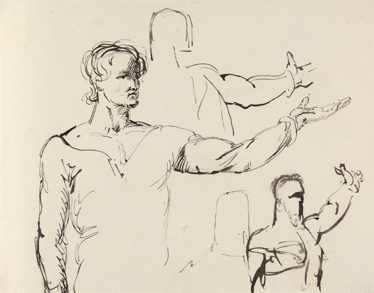 Studie van een man met uitgestrekte arm door Benjamin Robert Haydon