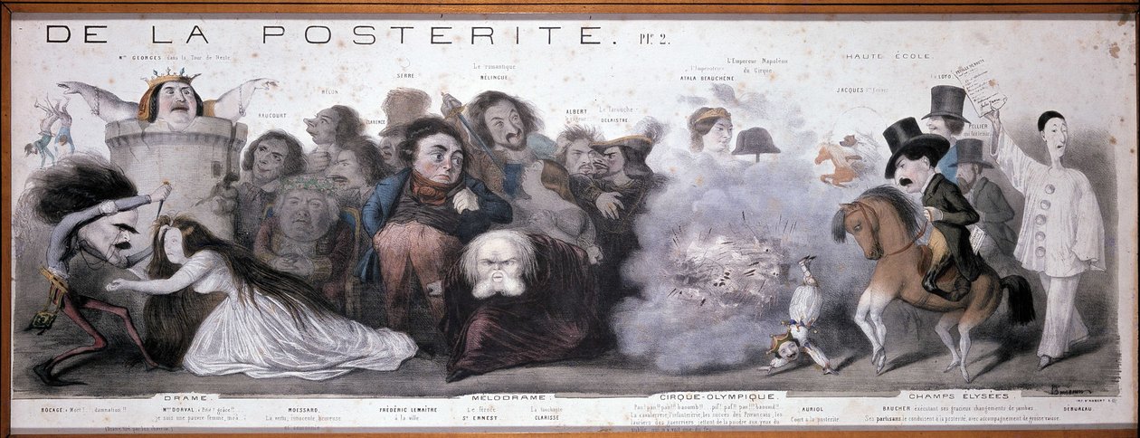 Le grand chemin de la postérité: voorstelling van tragedie en komedie (Dorval, etc...) - Lithografie door Benjamin Roubaud, Maison de Balzac, Parijs door Benjamin Roubaud