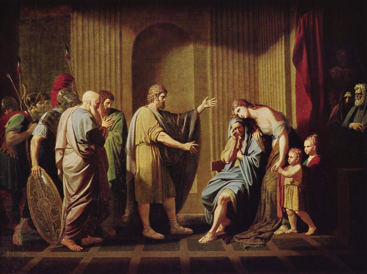 Cleombrotus verbannen door Leonidas II, koning van Sparta door Benjamin West