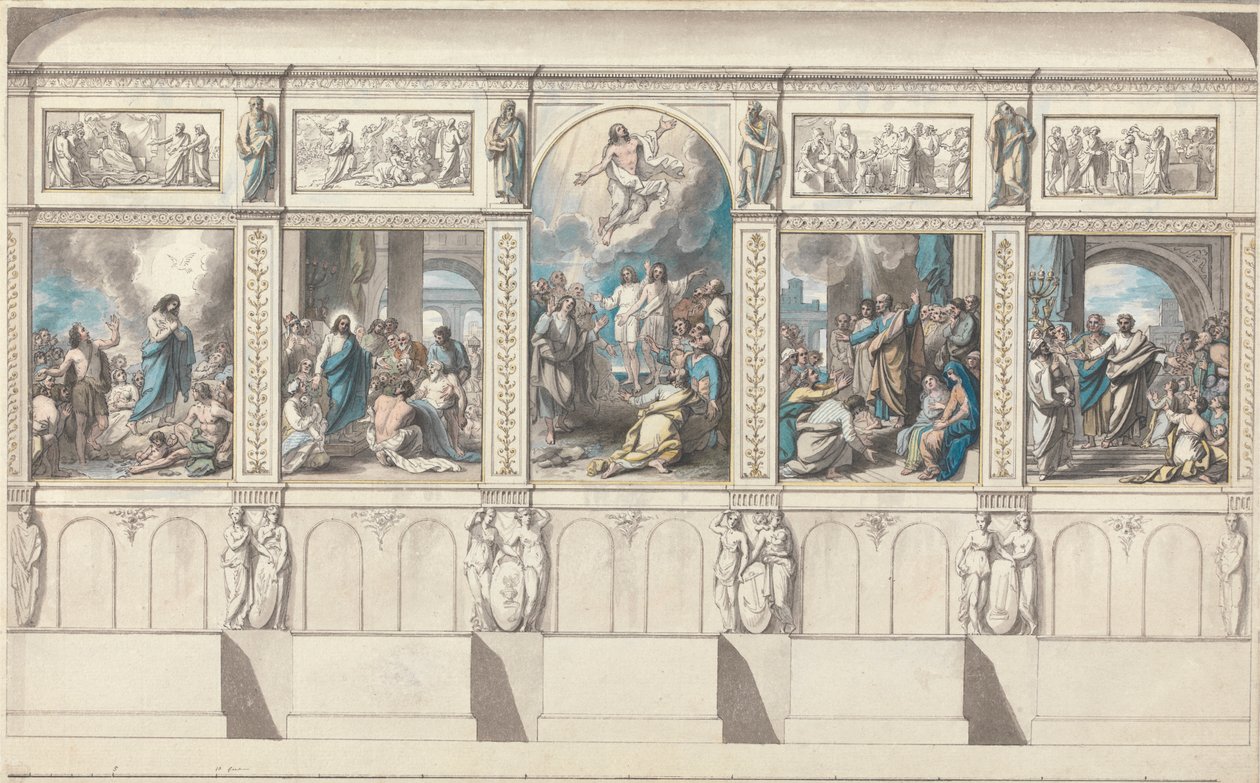 Ontwerp voor een Muur van de Kapel van Geopenbaarde Religie door Benjamin West