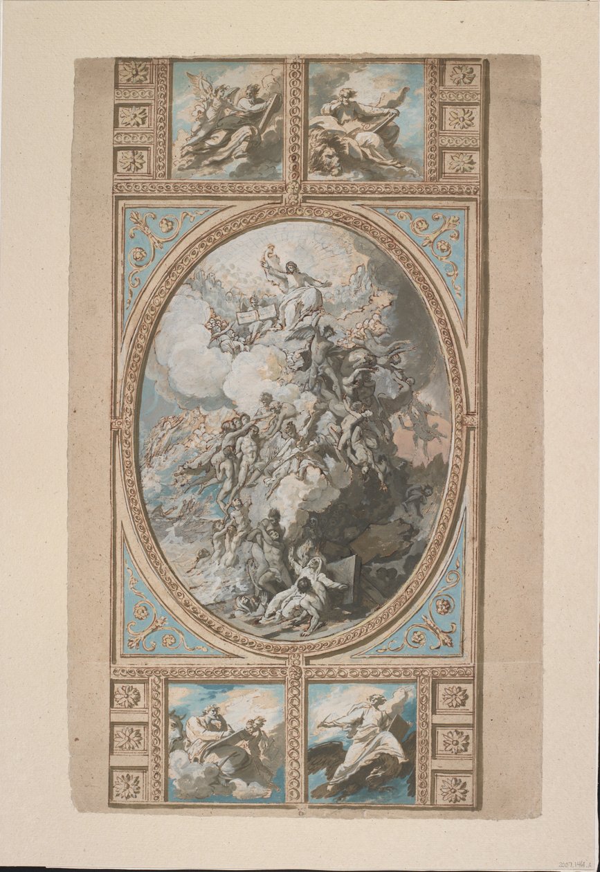 Ontwerp voor de plafonddecoratie van de Koninklijke Kapel, Windsor Castle (recto), ca. 1779 door Benjamin West